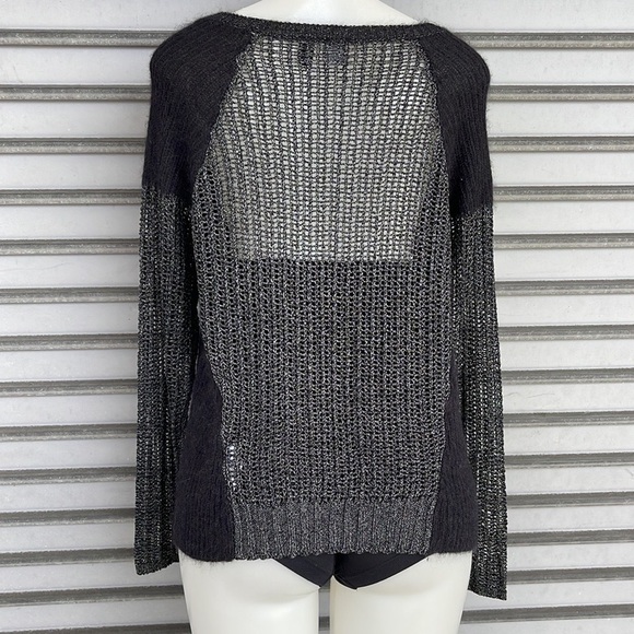 Ellen Fisher The Fisher Project Long Sleeve Gray/Black Metallic Sweater Size M - Picture 7 of 12
